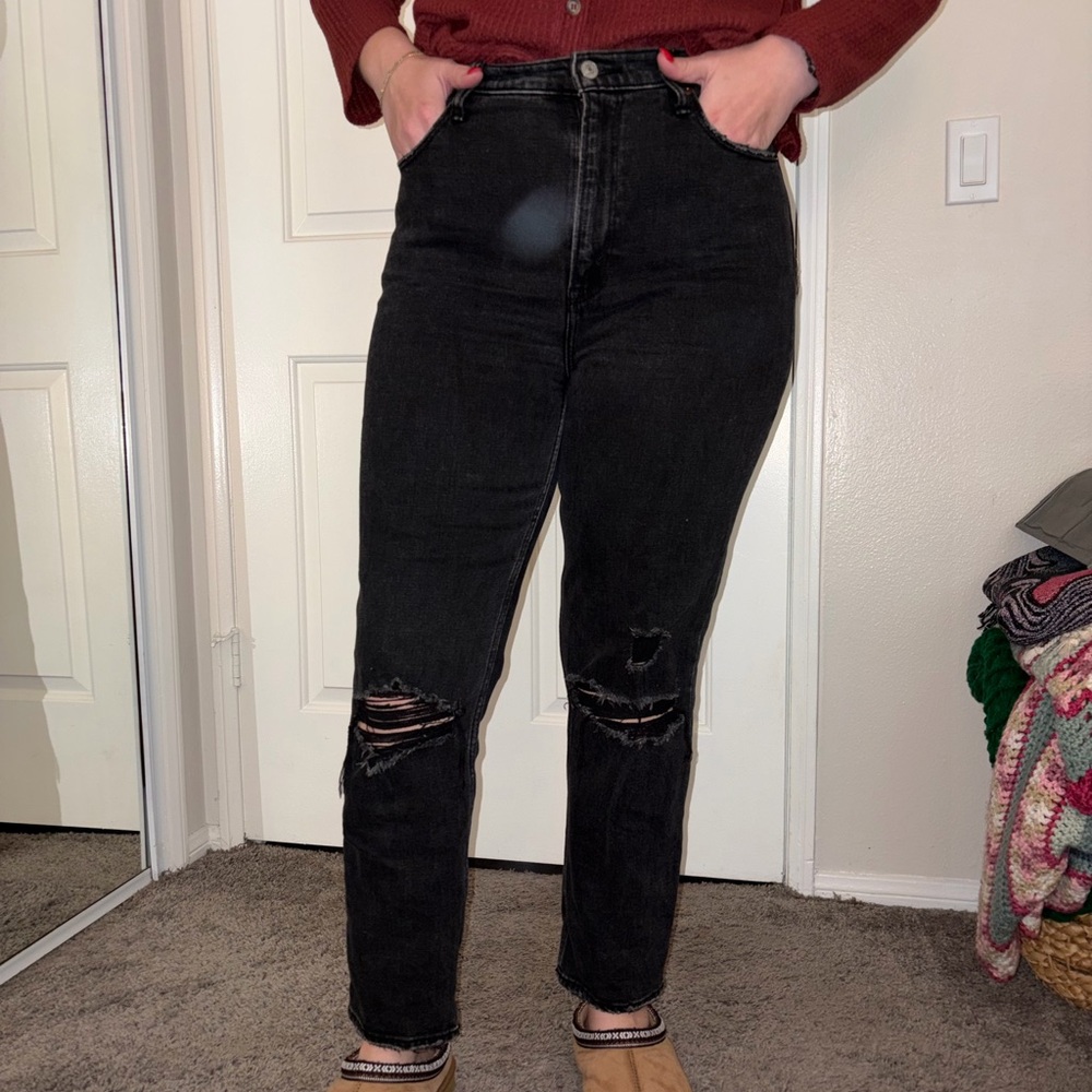 Abercrombie & Fitch Black “The Ankle Straight Ultra High Rise” jeans
